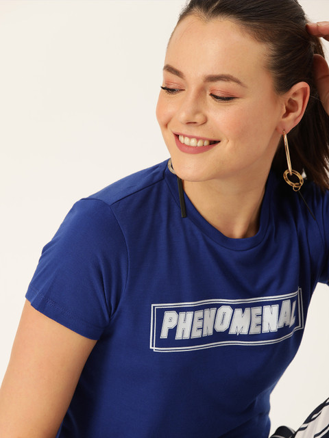 

DressBerry Women Navy Blue Printed Round Neck T-shirt