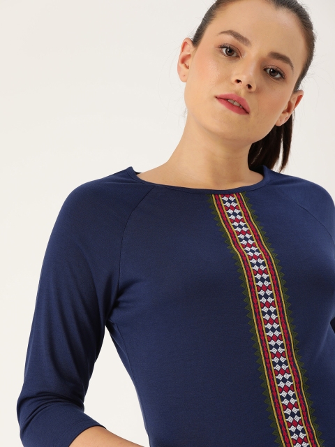 

DressBerry Women Navy Blue Solid Top