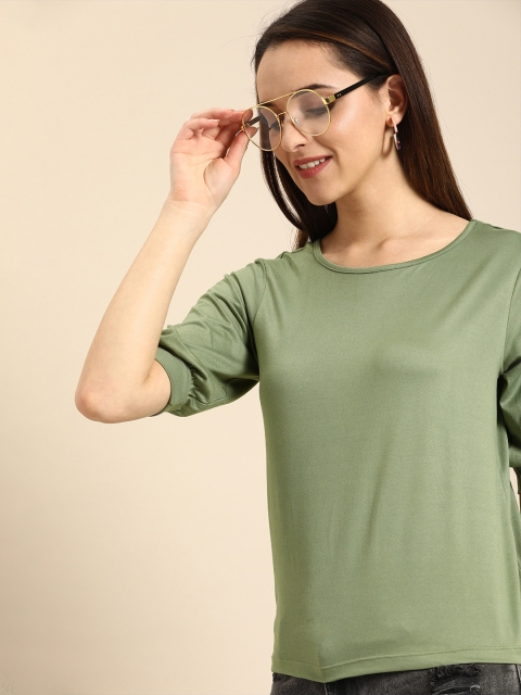 

DressBerry Women Green Solid Top