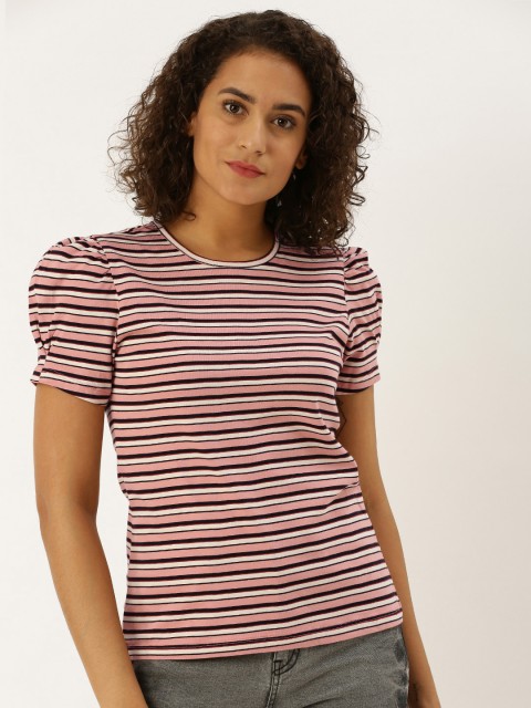 

DressBerry Women Pink & White Striped Top