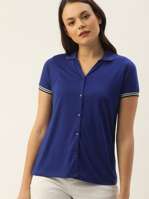 

DressBerry Women Blue Regular Fit Solid Casual Shirt
