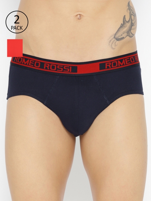 

ROMEO ROSSI Men Pack of 2 Solid Basic Briefs SBTE-1001-RD-NB, Red