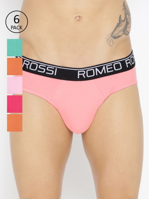 

ROMEO ROSSI Men Pack of 6 Solid Basic Briefs CLBP-2003-6, Orange