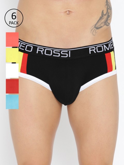 

ROMEO ROSSI Men Pack of 6 Solid Basic Briefs CLBSP-2001, Black