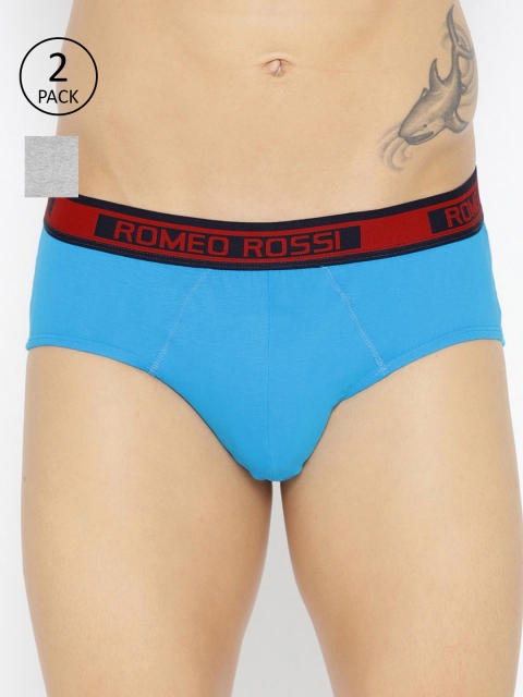 

ROMEO ROSSI Men Pack of 2 Solid Basic Briefs SBTE-1001-GM-FR, Grey