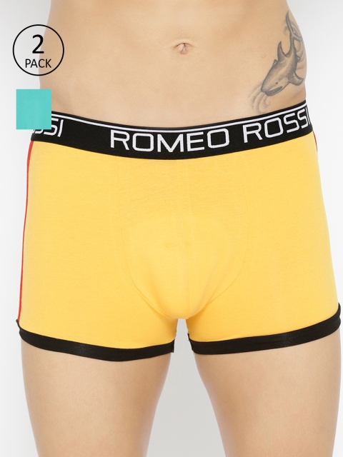 

ROMEO ROSSI Pack Of 2 Yellow & Sea Green Solid Trunks CLTSP-2005-RG-YL