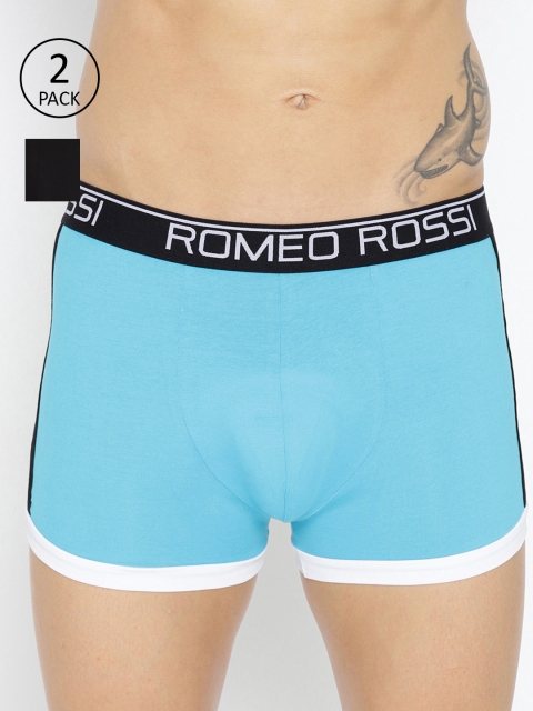 

ROMEO ROSSI Pack Of 2 Blue & Black Solid Trunks CLTSP-2005