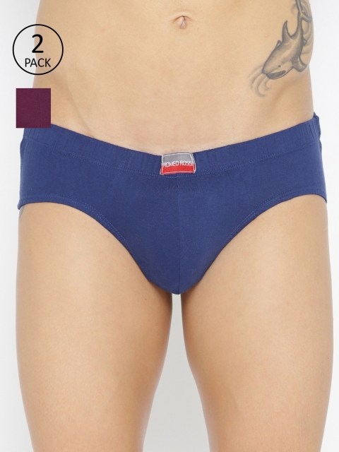 

ROMEO ROSSI Men Pack of 2 Solid Briefs SBIE-1002, Blue