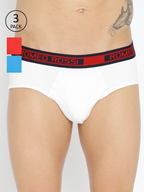 

ROMEO ROSSI Men Pack of 3 Solid Basic Briefs SBTE-1001-RD-FR, Red