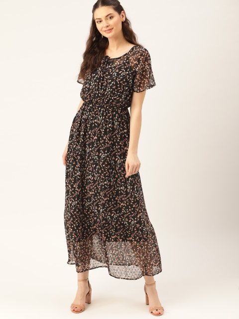 

DressBerry Women Black & Pink Printed Maxi Dress