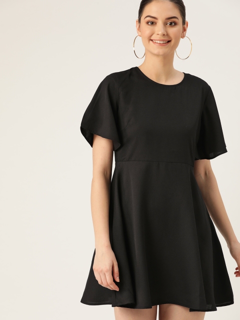 

DressBerry Women Black Solid A-Line Dress