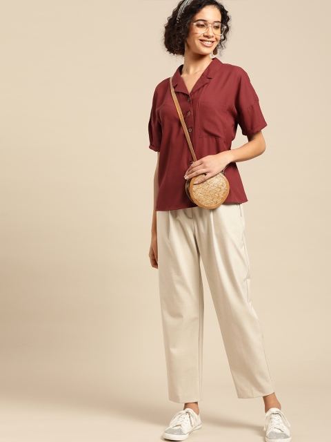 

DressBerry Women Maroon Regular Fit Solid Casual Shirt