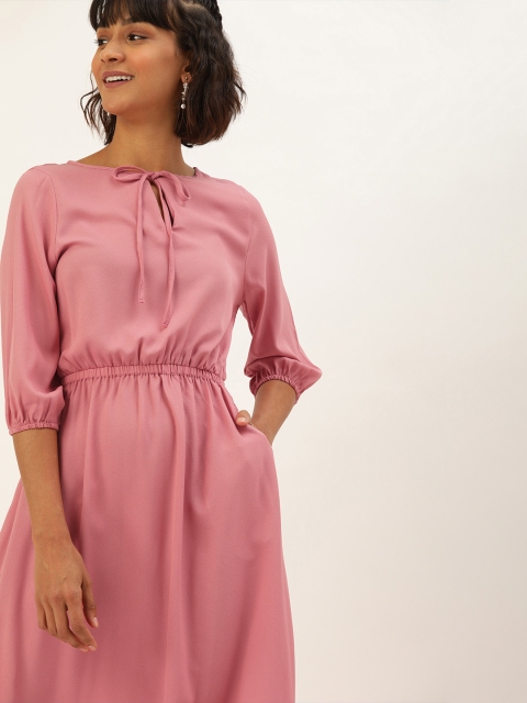 

DressBerry Women Pink Solid A-Line Dress