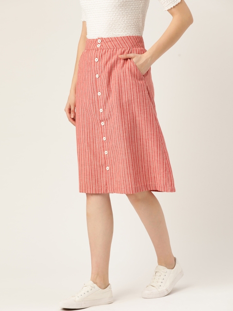 

DressBerry Women Red & White Striped A-Line Skirt