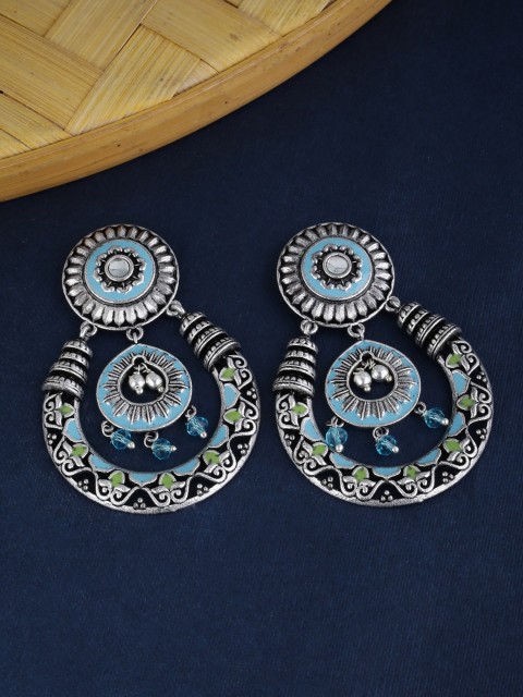 

Studio Voylla Silver-Plated & Turquoise Blue Classic Drop Earrings