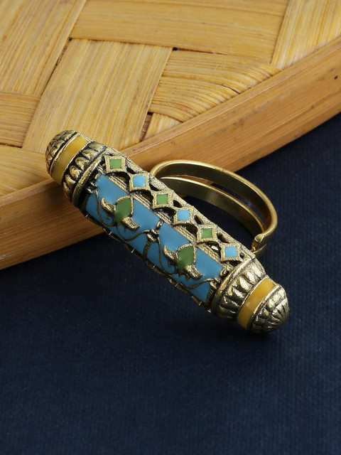

Studio Voylla Women Gold-Plated Enamel-Painted Ethnic Ring