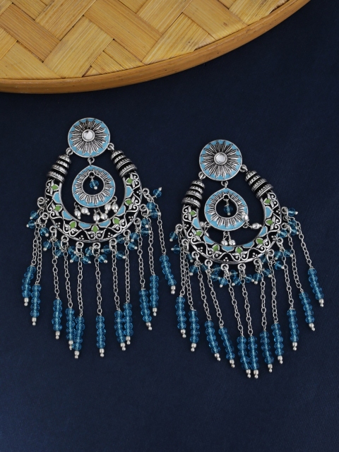 

Studio Voylla Silver-Plated & Blue Classic Drop Earrings