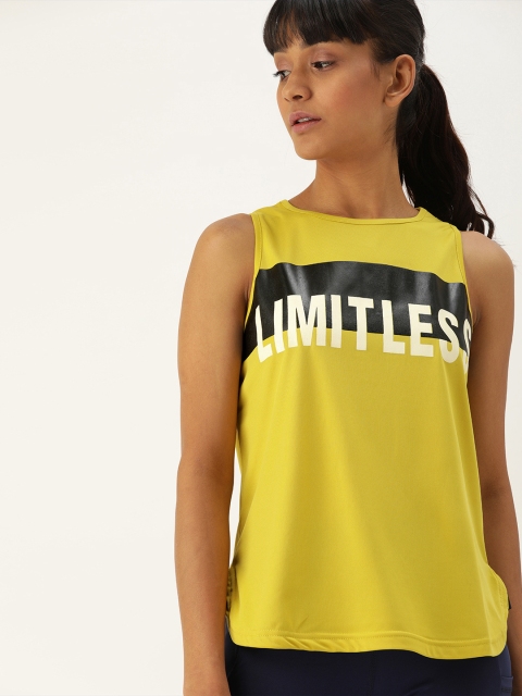

DressBerry Women Mustard Yellow & Black Printed Round Neck T-shirt