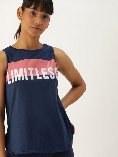 

DressBerry Women Navy Blue & Pink Colourblocked Round Neck T-shirt