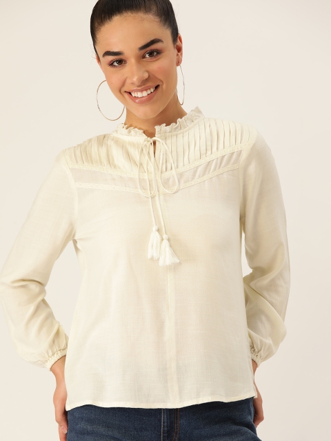 

DressBerry Women Off-White Solid Top