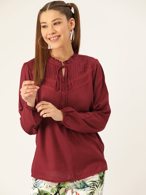 

DressBerry Women Maroon Solid Top