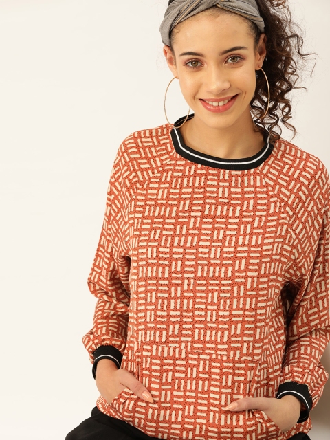 

DressBerry Women Orange & Cream-Coloured Printed Top