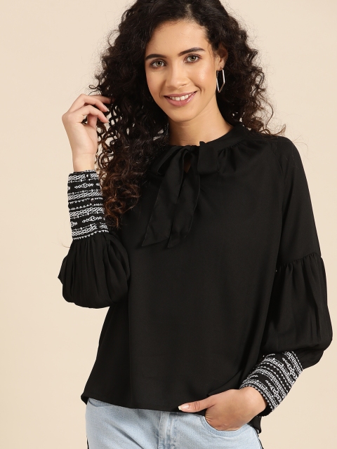 

DressBerry Women Black Solid Regular Top