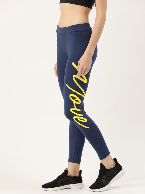 

DressBerry Women Navy Blue & Yellow Printed Cropped Tights