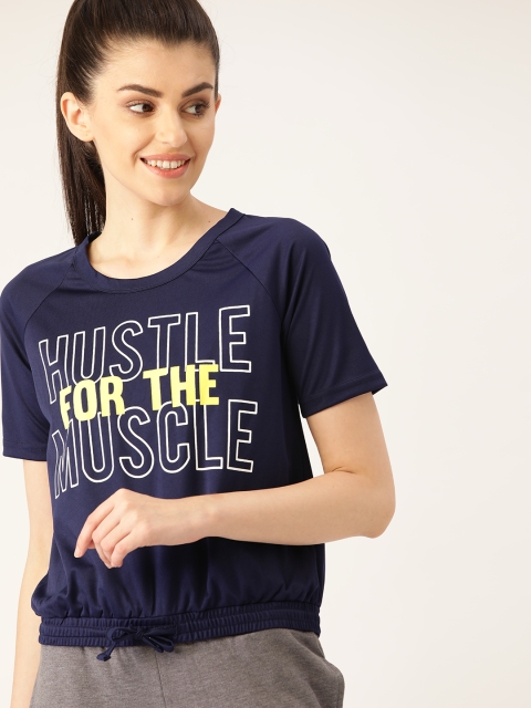 

DressBerry Women Navy Blue Printed Blouson Top