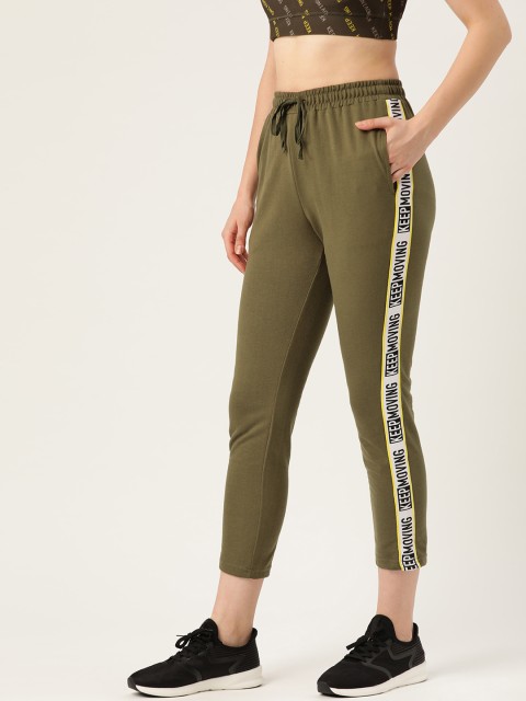 

DressBerry Women Olive Green Solid Cropped Track Pants