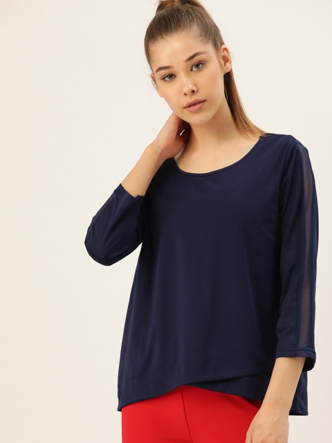 

DressBerry Women Navy Blue Solid Layered Top