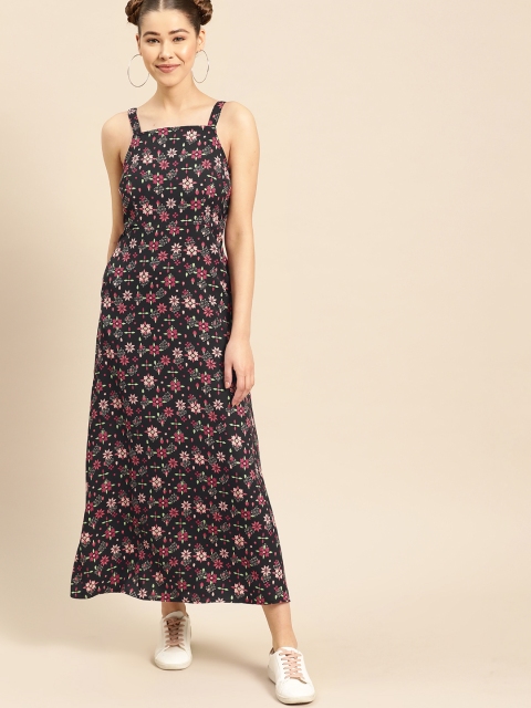 

DressBerry Women Black & Pink Printed Maxi Dress