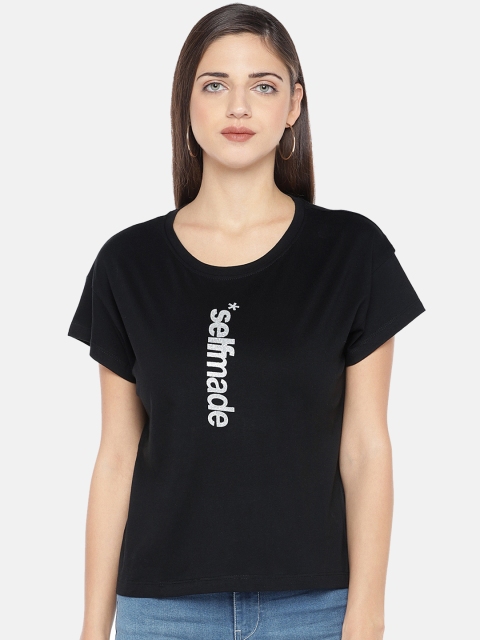 

Globus Women Black Printed Round Neck T-shirt