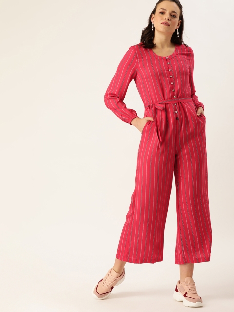 

DressBerry Women Pink & Black Striped Basic Jumpsuit