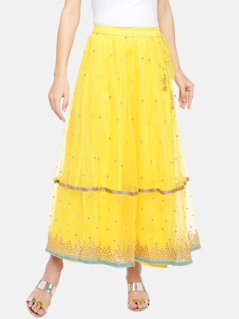 

Globus Women Yellow Embellished Flared Skirt