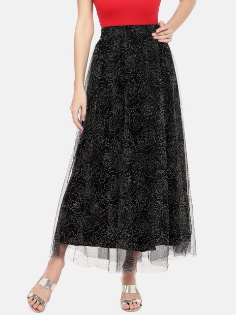 

Globus Women Black Embellished Flared Maxi Ethnic Skirt