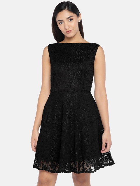 

Globus Women Black Self Design A-Line Dress