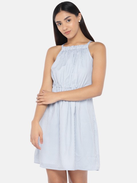 

Globus Women White & Grey Striped A-Line Dress