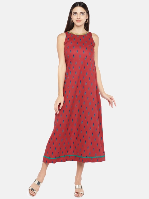 

Globus Women Maroon Printed A-Line Dress