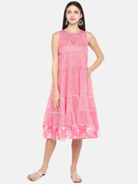 

Globus Women Pink Checked Empire Dress
