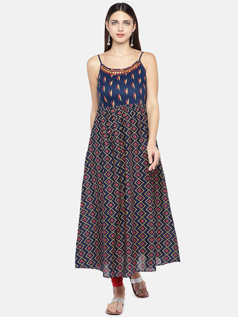 

Globus Women Blue Printed A-Line Kurta