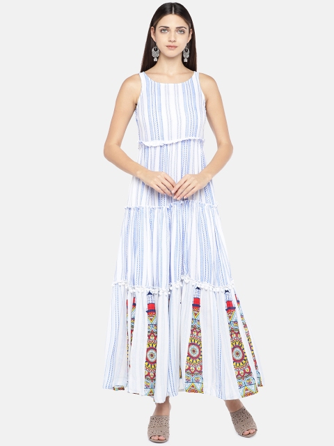 

Globus Women Blue Self Design Empire Dress