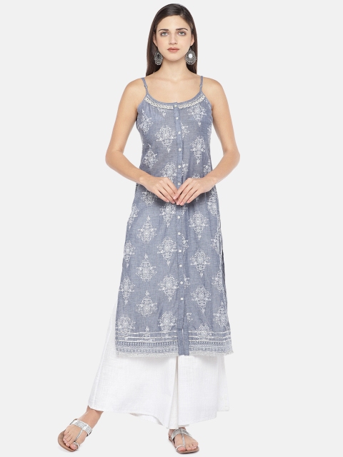 

Globus Women Grey Printed A-Line Kurta