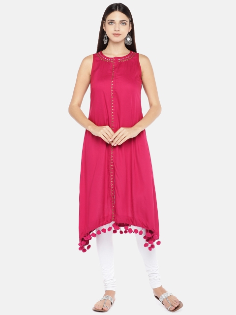 

Globus Women Maroon Solid A-Line Kurta