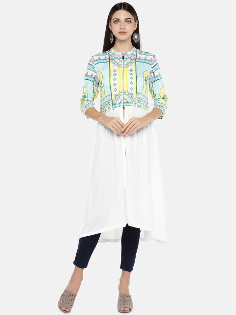 

Globus Women White & Blue Printed Anarkali Kurta