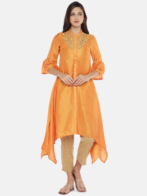 

Globus Women Orange Solid A-Line Kurta