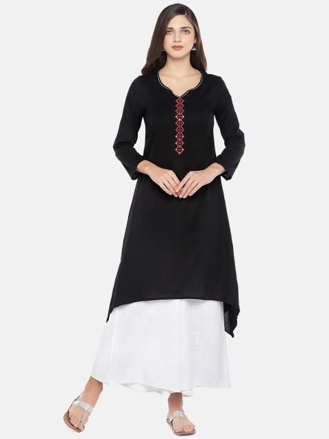 

Globus Women Black Solid A-Line Kurta