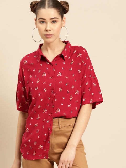 

DressBerry Women Red & White Regular Fit Printed Casual Shirt