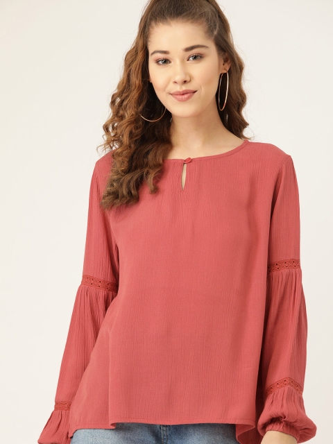 

DressBerry Women Rust Red Solid Top