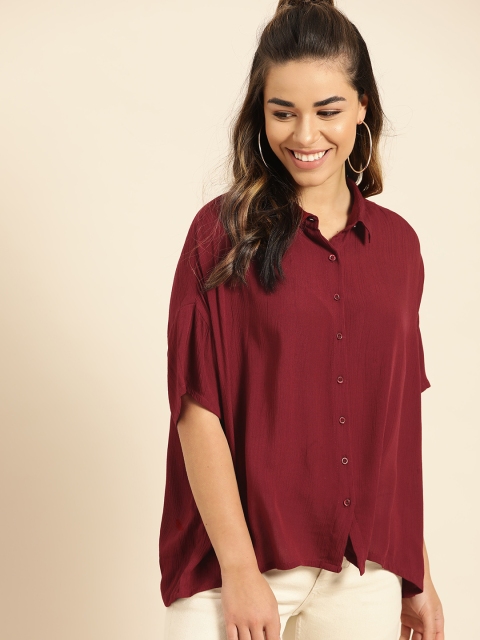 

DressBerry Women Maroon Regular Fit Solid Casual Shirt